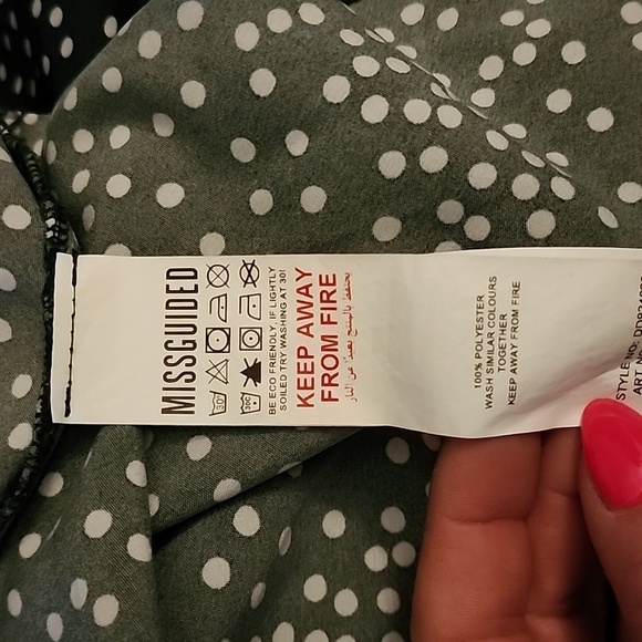Misguided Wrap Short Sleeve Green Polka-dot Maxi Dress Size 12 - Picture 5 of 5